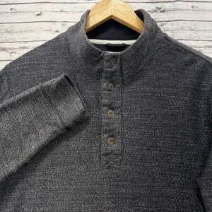 Marine Layer Henley Shirt Clayton Textured Men's Medium Gray Heather Mock Neck